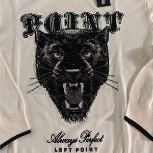 Left Point, Italian luxury crewneck sweater with Black Panther design